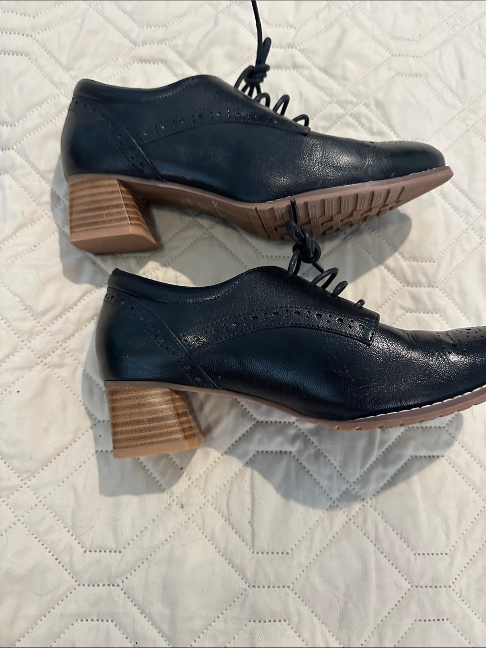 Women’s Navy Lace-Up Leather Loafers - Picture 3 of 3